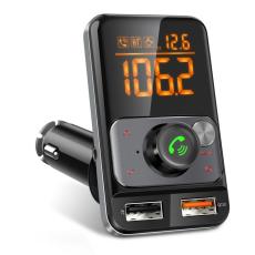OEM - BT79DS Bluetooth 5.0 FM-s&auml;ndare med 1.44 tum sk&auml;rm, svart 18W QC3.0