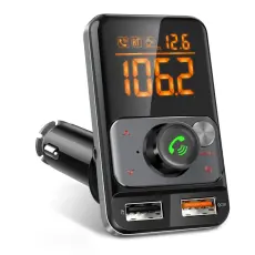 OEM - BT79DS Bluetooth 5.0 FM-s&auml;ndare med 1.44 tum sk&auml;rm, svart 18W QC3.0