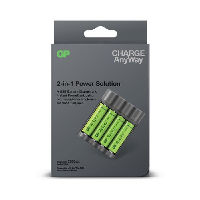 UTGATT1 - GP Charge AnyWay Batteriladdare och Powerbank 2600 mAh
