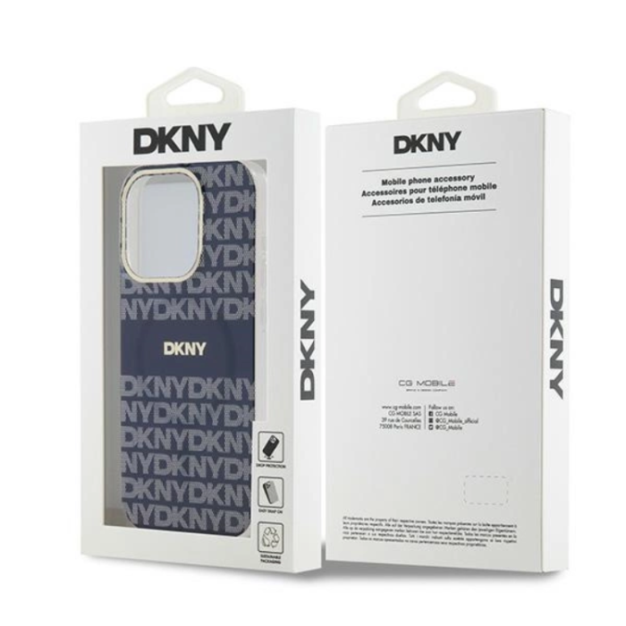 DKNY - DKNY iPhone 15 Pro Max Mobilskal Magsafe IML Mono & Stripe - Blå