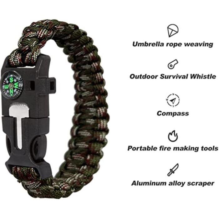 OEM - Överlevnadsarmband Paracord l Kompass , Visselpipa , Flintbrandstartare