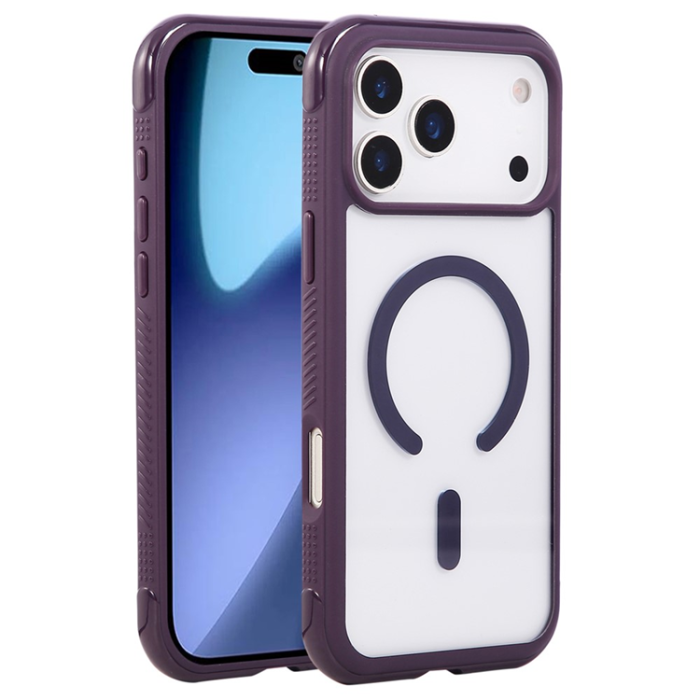 A-One Brand - iPhone 17 Pro Mobilskal MagSafe TPU+PC Transparent - Mörklila
