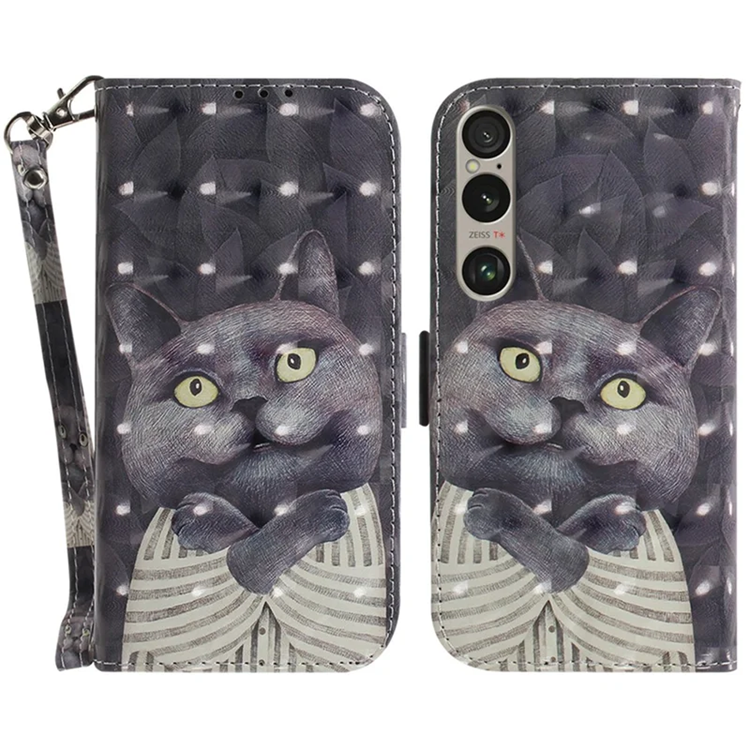 Sony Xperia 1 VI Konstläder Plånboksfodral med Handledsrem - Cat | 2353 | AlltMobil