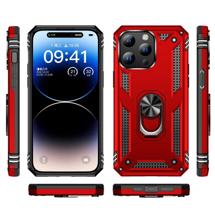 A-One Brand - iPhone 15 Pro Mobilskal med Kickstand - Röd