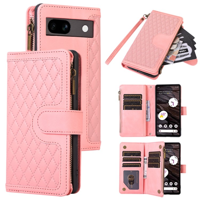 A-One Brand - Google Pixel 7A Plånboksfodral Rhombus Imprint - Rosa