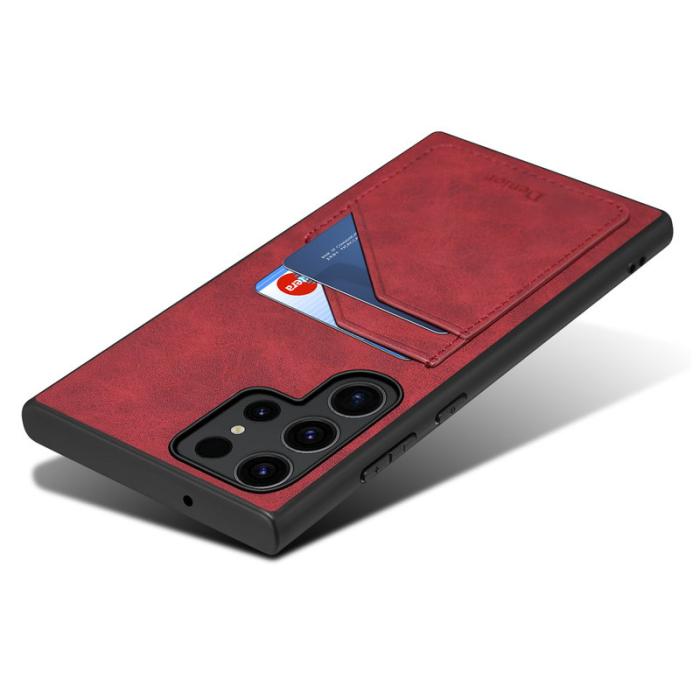 DENIOR - DENIOR Samsung Galaxy S23 Ultra Fodral KonstLäder Röd