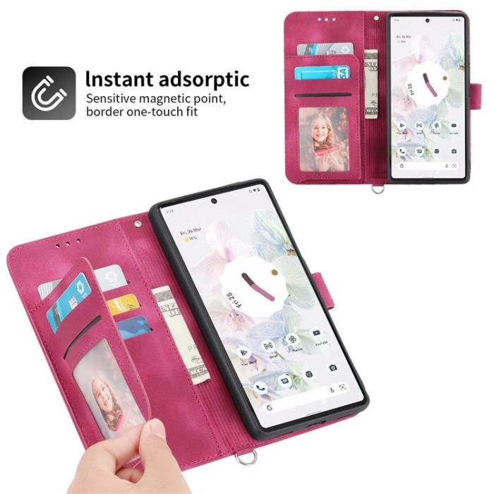 A-One Brand - Google Pixel 7 Pro Plånboksfodral Imprinted Flower - Vinröd