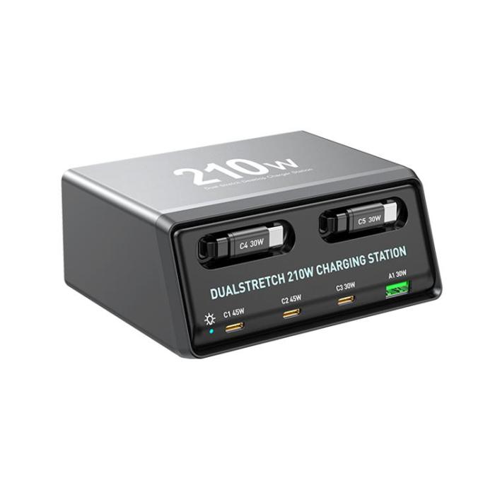 OEM - Bordsladdare 210W GaN USB-A + 3xTyp-C Strömstation WLX-60E