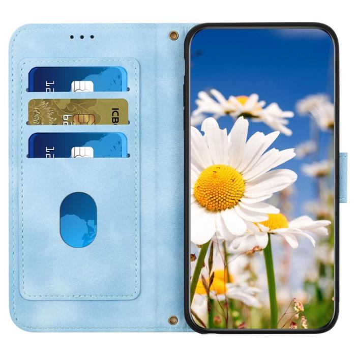 OEM - iPhone 15 Pro Plånboksfodral Flower Pattern - Ljusblå