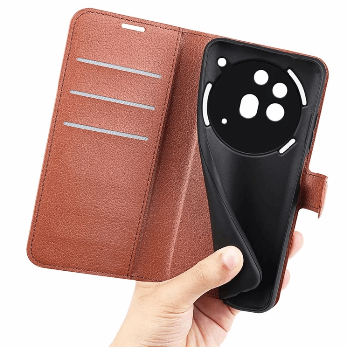 A-One Brand - Nothing Phone (3a) Pro Plånboksfodral Litchi Texture - Brun