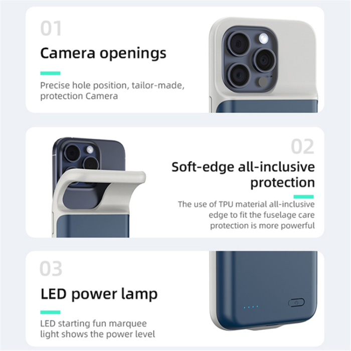 A-One Brand - iPhone 15 Plus Batteriskal 6800mAh - Vit