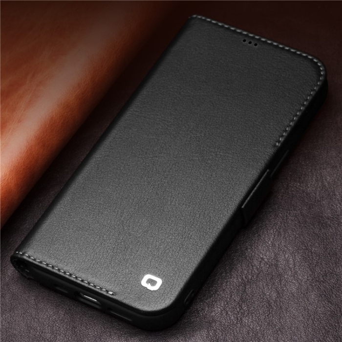 QIALINO - QIALINO iPhone 12 Pro Max Plånboksfodral Äkta Läder Magnetlås