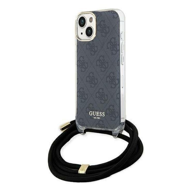 Guess iPhone 15/14/13 Mobilskal Crossbody Cord Print - Svart | 2353 | AlltMobil