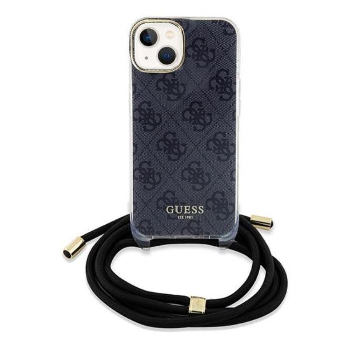 Guess - Guess iPhone 15/14/13 Mobilskal Crossbody Cord Print - Svart