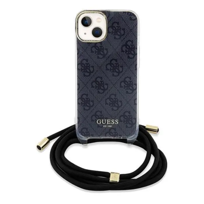 Guess - Guess iPhone 15/14/13 Mobilskal Crossbody Cord Print - Svart