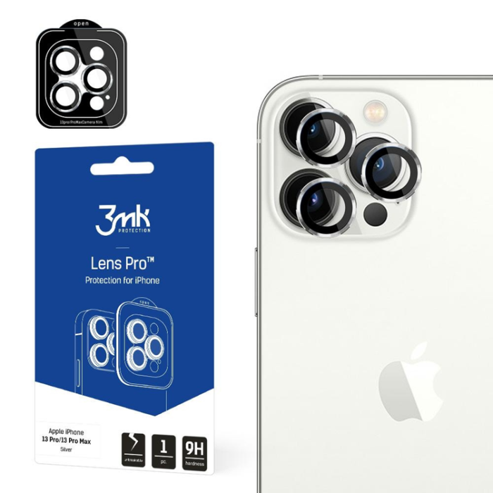 3MK - 3MK iPhone 13 Pro/13 Pro Max härdat glas Kameraskydd - Grå