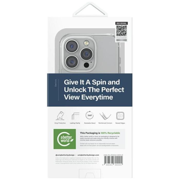 UNIQ - UNIQ iPhone 16 Pro Max Mobilskal Swivix 360 Kickstand - Clear