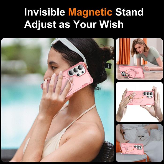 OEM - Mobilskal för Samsung Galaxy S26 Ultra Magnetiskt Kickstand TPU + PC - Rosa