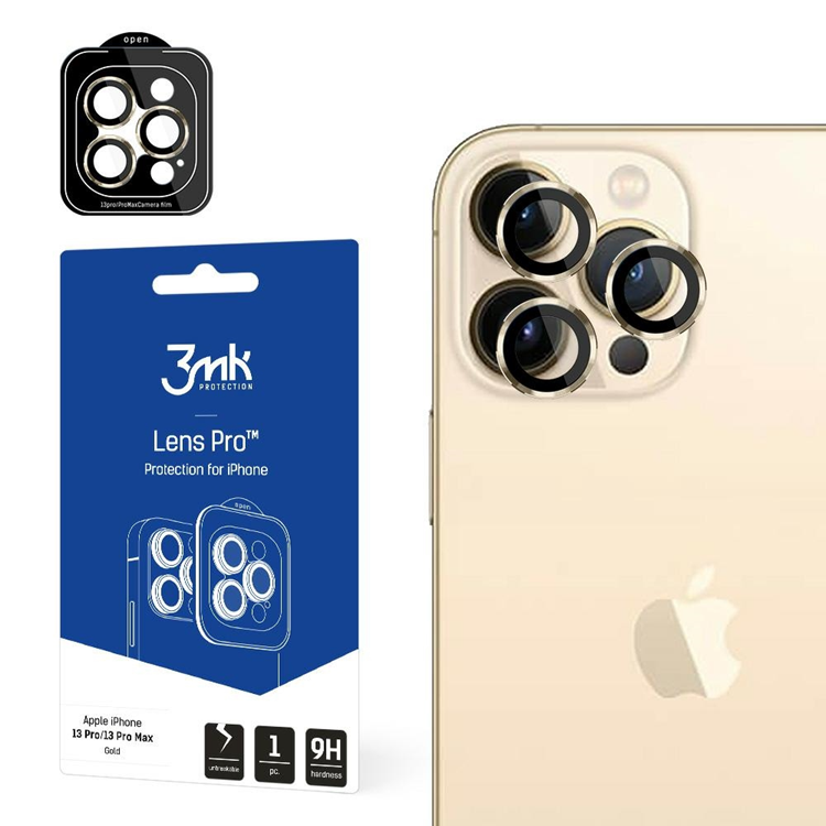 3MK iPhone 13 Pro/13 Pro Max härdat glas Kameraskydd - Guld | 5468 | AlltMobil