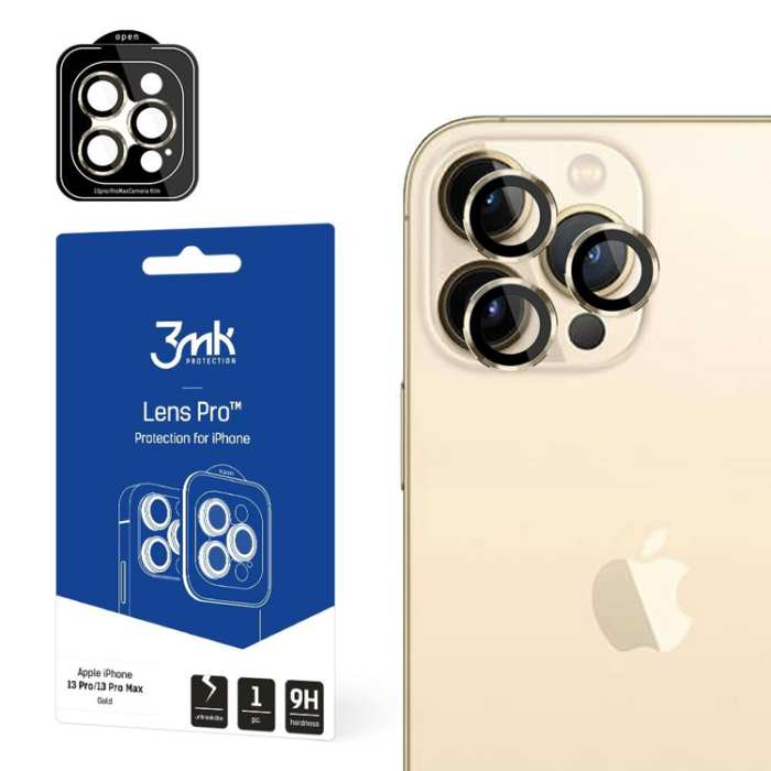 3MK - 3MK iPhone 13 Pro/13 Pro Max härdat glas Kameraskydd - Guld
