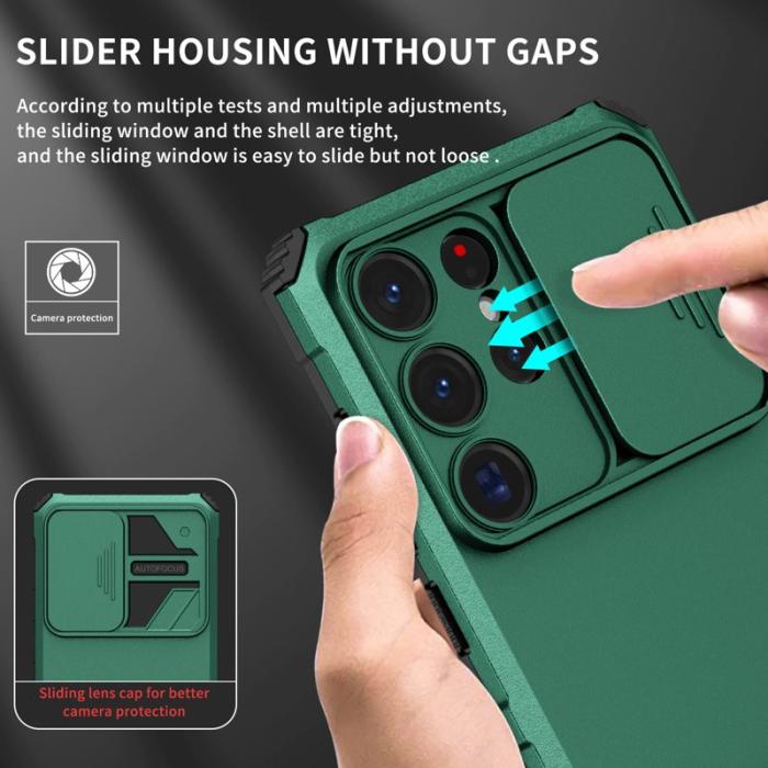 OEM - Mobilskal för Samsung Galaxy S26 Ultra Kamera Slider PC + TPU - Svartgrön