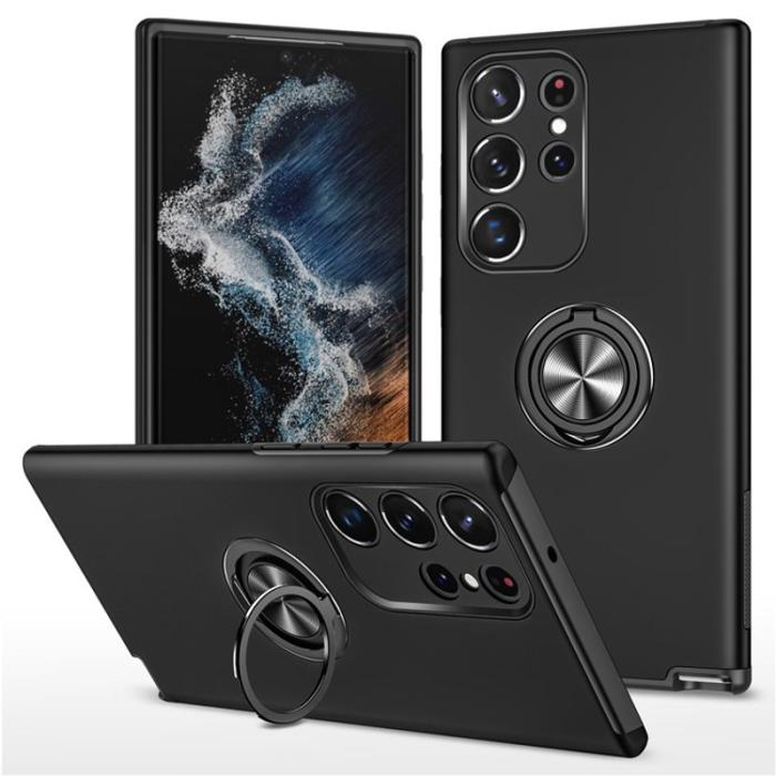 OEM - Mobilskal för Samsung Galaxy S26 Ultra PC + TPU med Ringhållare - Svart