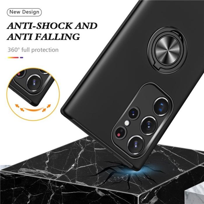 OEM - Mobilskal för Samsung Galaxy S26 Ultra PC + TPU med Ringhållare - Svart