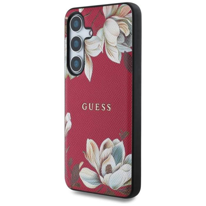 Guess - Guess Mobilskal till Galaxy S25 MagSafe Grained Printed Flower - Fuchsia