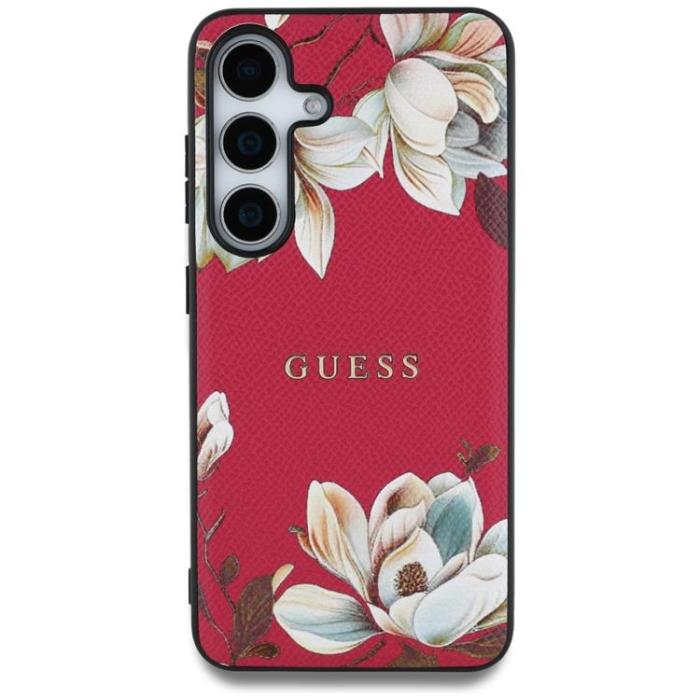 Guess - Guess Mobilskal till Galaxy S25 MagSafe Grained Printed Flower - Fuchsia