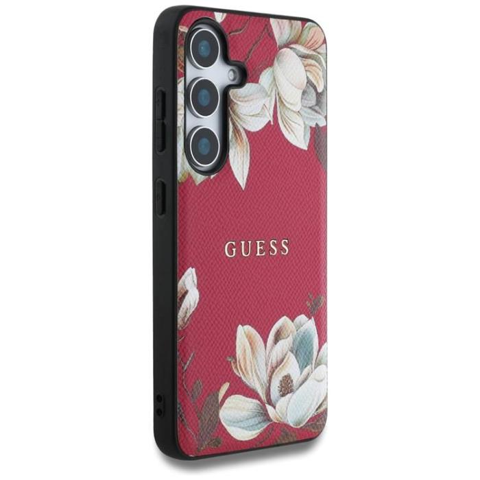 Guess - Guess Mobilskal till Galaxy S25 MagSafe Grained Printed Flower - Fuchsia