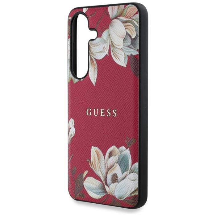 Guess - Guess Mobilskal till Galaxy S25 MagSafe Grained Printed Flower - Fuchsia
