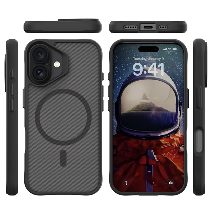 A-One Brand - iPhone 17 Mobilskal MagSafe Carbon Fiber Texture - Svart