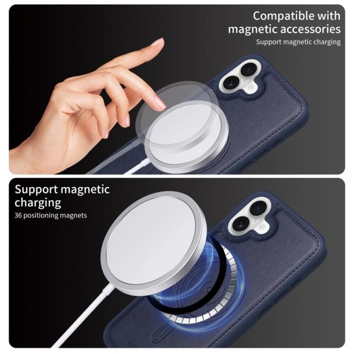 BETOPNICE - BETOPNICE iPhone 16 Plus Fodral KonstLäder - Blå