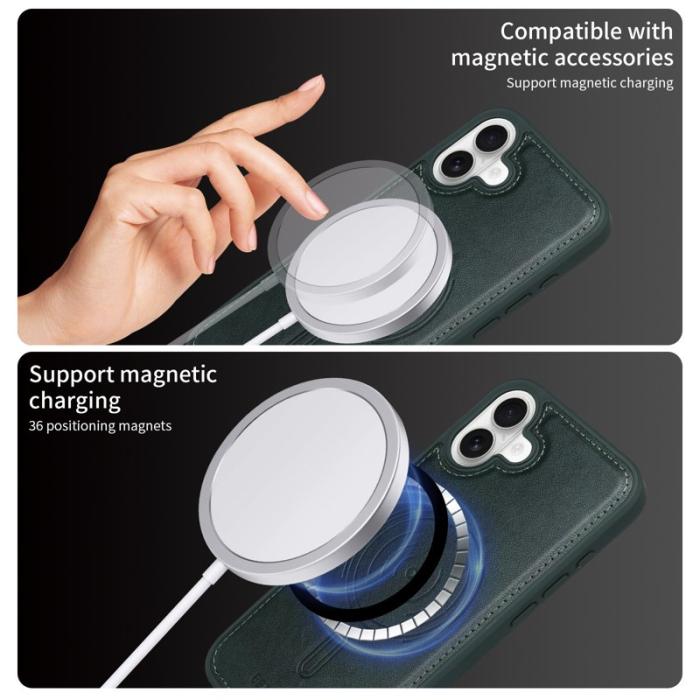 BETOPNICE - BETOPNICE iPhone 16 Plus Fodral KonstLäder - Grön