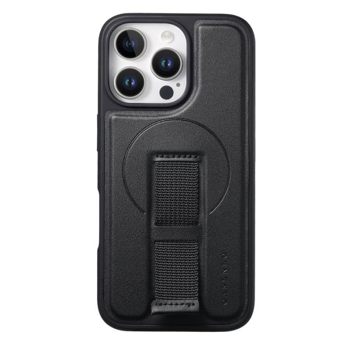 CASENEO - CASENEO iPhone 16 Pro Fodral - Magnetiskt KonstLäder + PC - Svart