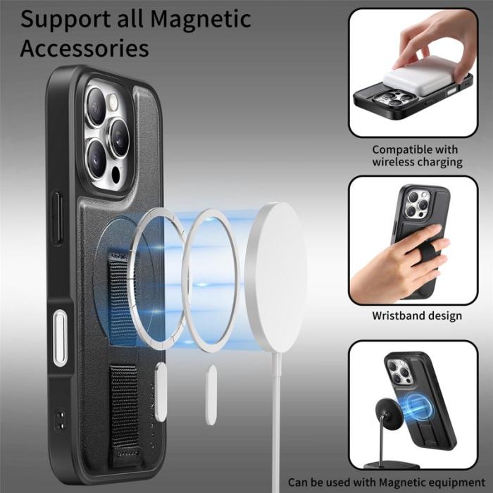CASENEO - CASENEO iPhone 16 Pro Fodral - Magnetiskt KonstLäder + PC - Svart