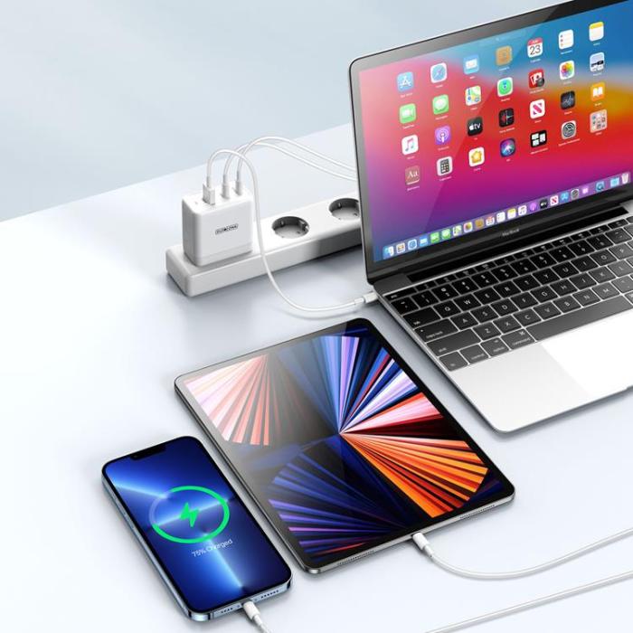 UTGATT1 - Duzzona GaN Väggladdare 65W USB Till 2 x Typ-C - Vit