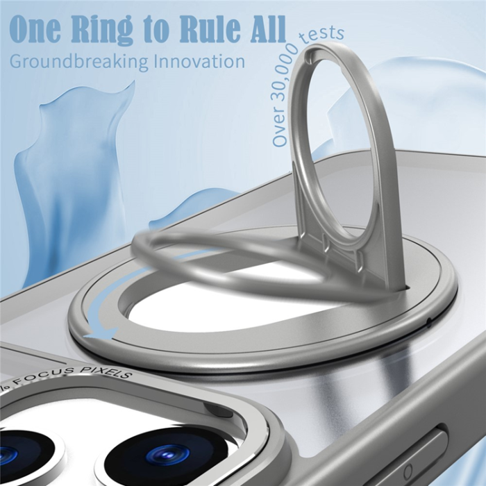A-One Brand - iPhone 17 Pro Mobilskal MagSafe Rotating Kickstand Clear - Grå