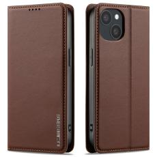 LC.imeeke - LC.IMEEKE L1 Series iPhone 15 Pl&aring;nboksfodral Konstl&auml;der - Brun