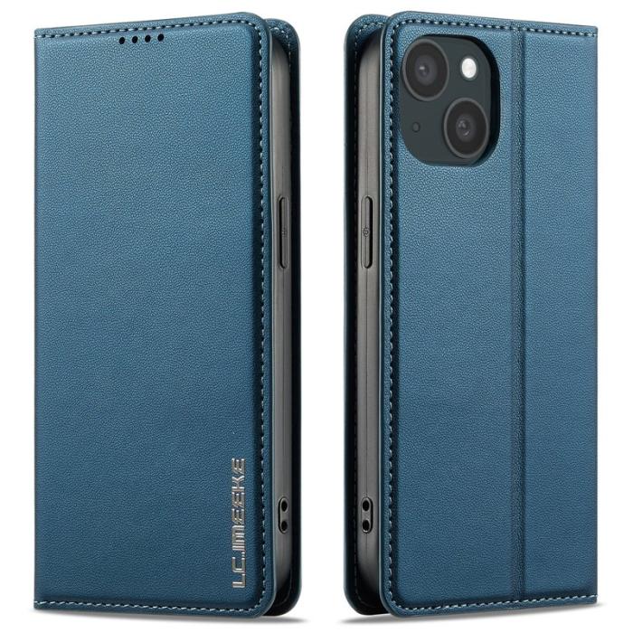 LC.imeeke - LC.IMEEKE L1 Series iPhone 15 Plånboksfodral Konstläder - Blå