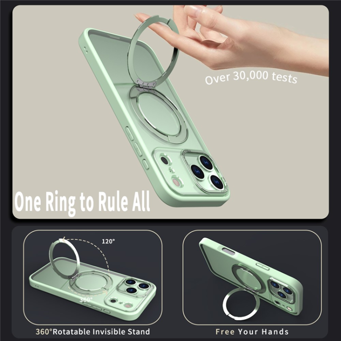 A-One Brand - iPhone 17 Pro Mobilskal Ring Kickstand TPU PC - Grön