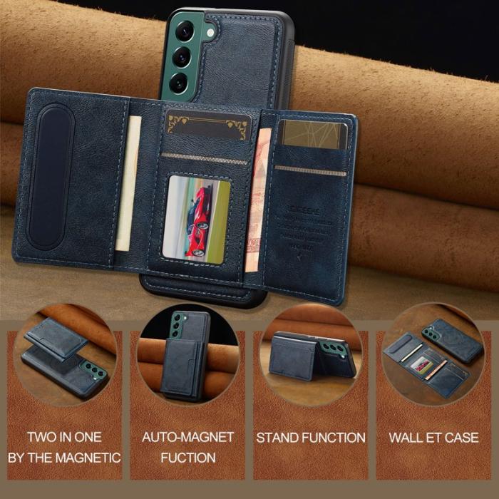 LC.imeeke - LC.IMEEKE L5 för Samsung Galaxy S21 FE 5G Fodral KonstLäder - Blå
