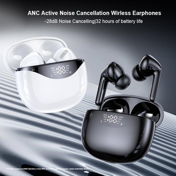 XUNDD - XUNDD X28 TWS Bluetooth Hörlurar ANC Noise Cancelling Svart
