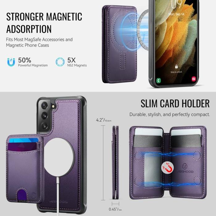 OEM - JEEHOOD Samsung Galaxy S21+ 5G Fodral KonstLäder - Lila