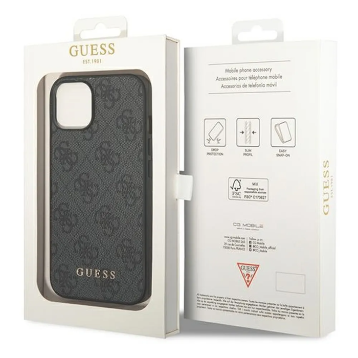 Guess - GUESS iPhone 14 Plus Skal Gold Logo - Grå