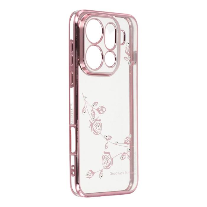 KADEM - KADEM Mobilskal till Oppo Find X9 Pro 5G Plast Blommor Rhinestones - Roséguld