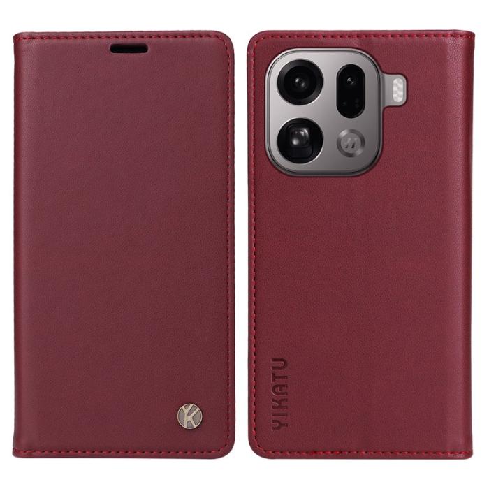 YIKATU - YIKATU Oppo Find X9 Pro 5G Fodral PU Läder - Vinröd