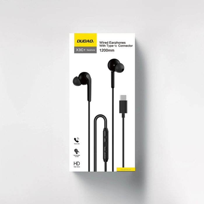 Dudao - Dudao In-Ear Hörlurar USB-C 1.2m X3C Plus - Svart