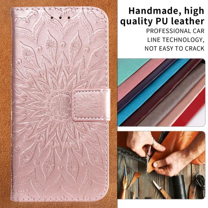 OEM - Samsung Galaxy S26 Plus Plånboksfodral Konstläder Solrostryck - Roséguld