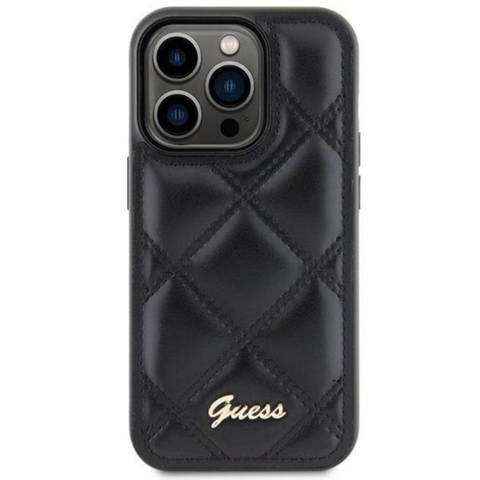 Guess - Guess iPhone 15 Pro Mobilskal Quilted Metal Logo - Svart
